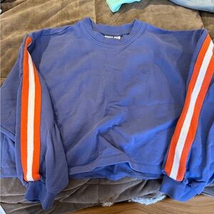 Roxy Blue Sweatshirt with Orange and White Stripes